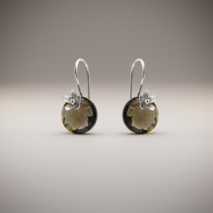 Pendientes de Plata 925 con Cuarzo Ahumado en Forma de Flor, Estilo Clásico, Joyería de Moda para Mujer - Product Image 3