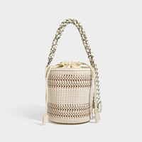 Sac seau en polyester tissé fait main, doublure tendance, sac à cordon polyvalent, nouvelle collection 2026, style décontracté et original