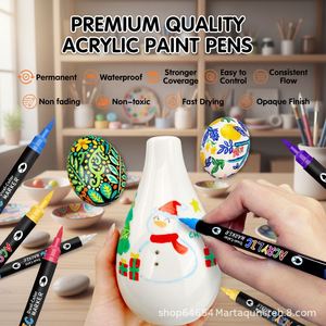 Permanent Water Based Ink 12 24 30 36 40 48 60 80 120 168 Dual Tip Acrylic Art <b>Paint</b> Marker <b>Pens</b> - Product Image 2