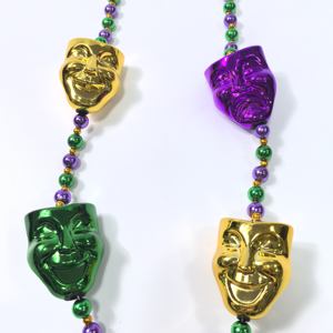 Perles de masque de comédie et de tragédie de la marque STAR en gros - Perles métalliques pour les fêtes de Mardi Gras - Product Image 2