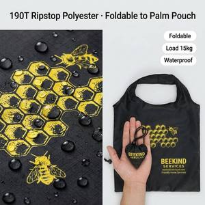 Large Custom Logo Reusable Grocery Shopping Tote <b>Bag</b> Eco-Friendly <b>Foldable</b> Polyester Design with Custom Logo - Product Image 3