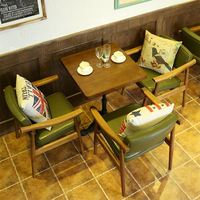 Chaises de salle à manger en bois massif et cuir et ensemble de mobilier de restaurant pour restaurants occidentaux, cafés, hôtels et glacier