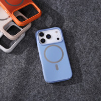 Funda Magnética para Teléfono, Carcasa de TPU+PC, Antiarañazos, Parte Trasera de Vidrio Templado, Botones Metálicos, Orificio para Cordón, Funda Protectora para iPhone 18 Pro