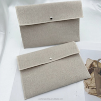 Sac d'emballage personnalisé en lin vintage écologique imprimé pour cadeaux, cosmétiques, maquillage, et sacoche pour carnet en coton et lin naturel