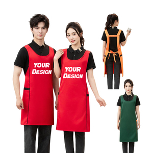 Delantal de Cocina Personalizado con Estampado Completo, Logotipo, Bolsillo, Lona Negra, Ajuste a la Cintura, para Limpieza, Salón, Barbacoa - Product Image 1