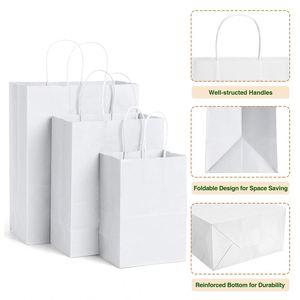 Bolsas de Papel Ecológicas para Regalo con Asa, Impresión Personalizada, Reciclables, Bolsas de Compra de Papel Kraft Blanco y Marrón con Logotipo - Product Image 3