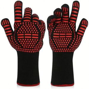 RAYBIN Customized Printed Reversible Fireproof Canvas Heat Resistant BBQ Gloves for Grill Premium <b>Red</b>/Black Oven/<b>Microwave</b> - Product Image 2
