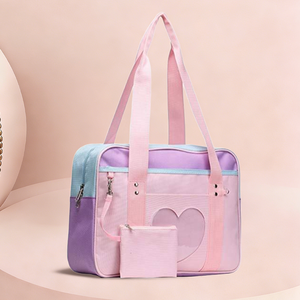Borsa Giapponese a Forma di Cuore con Logo Personalizzato per Ragazze e Donne, Borsa a Tracolla Casual in Poliestere con Finestra Trasparente per Cosplay - Product Image 1