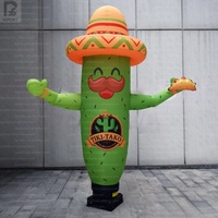 Cactus gonflable géant personnalisé avec logo lumineux LED, figurine publicitaire mexicaine pour affichage en restaurant