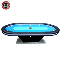 Table de poker Texas de luxe QINLONG de haute qualité avec construction en métal et en bois avec LED pour la maison, le casino et le club