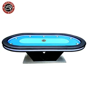 Mesa de Póker Texas de Madera Plegable de Lujo Personalizada QINLONG con Luz LED para Póker, Baccarat y También para Juegos de Mahjong - Product Image 4