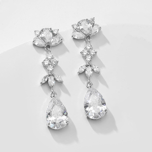 RAKOL EP5077 Wholesale Waterdrop Earrings 2021 Latest Design Cubic Zirconia Charm Stud Earrings Jewellery - Product Image 5