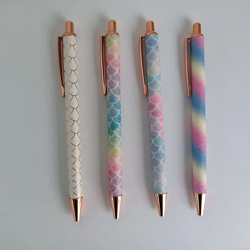 В Наличии Небольшой минимальный заказ цветные стильные металлические шариковые ручки с блестками модные шариковые ручки с блестками
