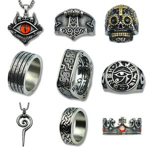 Anillo Impermeable de Acero Inoxidable 316L para Hombre, Anillo Gótico, Variedad de Anillos de Calavera Vintage para Motociclistas, Joyería Vikinga para Hombre, Accesorio - Product Image 1