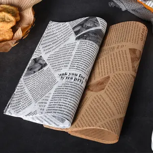 Folhas de papel antiengordurantes para embalagens de alimentos fritos, papel reciclável personalizado para hambúrgueres fast food de qualidade alimentar