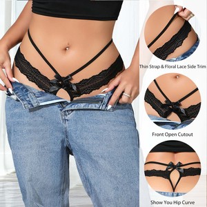 Outlet di Fabbrica: Lingerie Sexy da Donna in Pizzo, Perizoma con Fiocco Decorativo, Sottile con Doppia Cinghia, Mutandine Aperte in Pizzo - Product Image 2