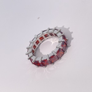 Tianyu Gems Chic Copper Plated Red Zircon Eternity Band <b>Ring</b> Women's Fashion <b>Statement</b> Jewelry - Product Image 2