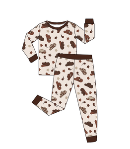 Pijamas Western para Niños Puresun, Algodón Orgánico con Certificación GOTS y CPC, Estampado de <span class=keywords><strong>Estrella</strong></span> y Sombrero de Vaquero, Ropa de Dormir para Niños, OEM - Product Image 2