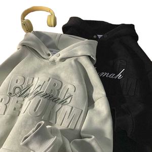 Sudadera con Capucha Personalizada con Hombros Caídos, Sudadera con Capucha para Hombre con Cuello Alto, Bordado 3D y Logotipo Serigrafiado - Product Image 1