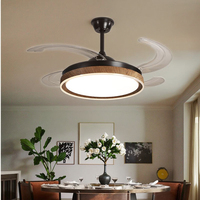 Ventilateur de plafond intelligent LED moderne en noyer de 42 pouces avec télécommande, 6 vitesses, éclairage LED dimmable économe en énergie, moteur CC, pour chambre à coucher