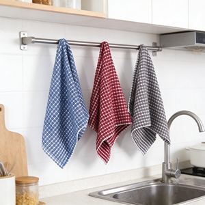 Lot de torchons de cuisine en coton tissé 100 % personnalisés, doux, séchage rapide, pour la vaisselle et les mains, écologiques, à carreaux, très absorbants - Product Image 1