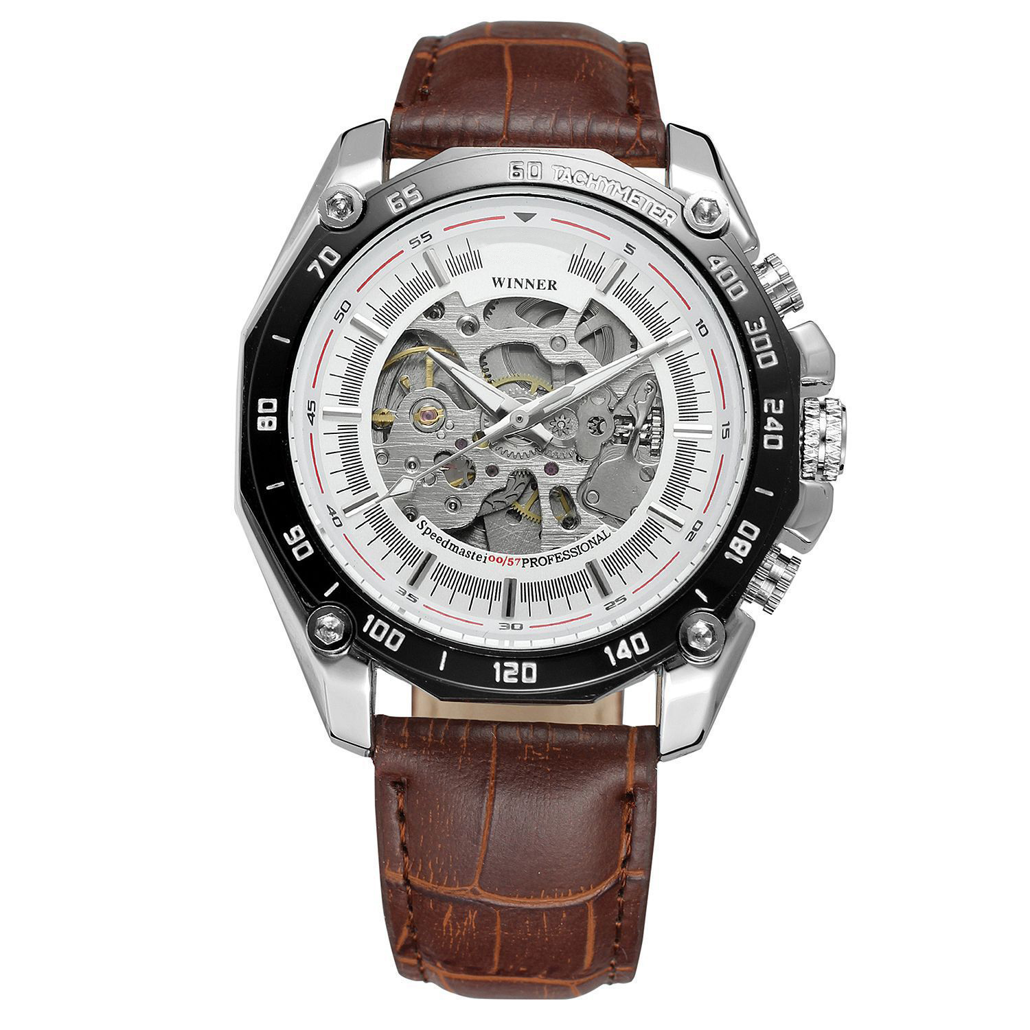 Dropshipping Men's automatic mechanical waterproof watch luxury hollow leather belt watch