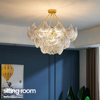 Lustre suspendu moderne de luxe en fer et verre, abat-jour en verre transparent, double température de couleur, finition or mat, pour intérieur, garantie 2 ans