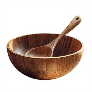 Ensemble de saladiers en bois faits à la main avec fourchettes de service, design minimaliste, en acacia, passe au lave-vaisselle, écologique, réutilisable, ustensiles de cuisine - Product Image 5