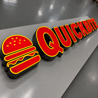 Letras de Canal LED Iluminadas Frontalmente de Aleación de Aluminio 3D Personalizadas para Comida Rápida, para Decoración de Tiendas