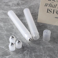 Flacon roll-on transparent de 10 ml, corps en plastique, tête à bille en plastique, flacon à parfum à bille