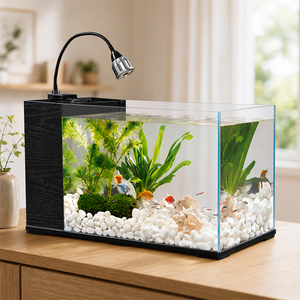Aquarium en verre ultra-clair à angle droit avec filtre arrière, sans cadre, pour aquascaping, eaux douces et eaux salées - Product Image 1