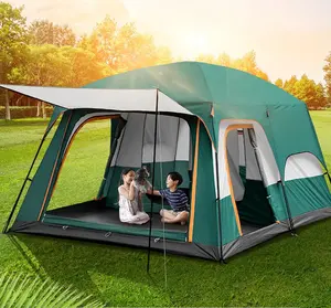 Tamanho personalizável 3-12 Pessoa Tendas de luxo Camping Waterproof 4 Temporada 2 Quartos Grande Família Outdoor Camping Piquenique Tendas