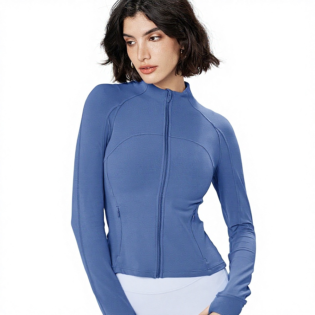 ZR NUF+ Bare-feel Yoga Top Stand Collar Slim-fit Full Sleeve Spandex/Nylon Sports Jacket Women's High-end Back Mesh Breathable