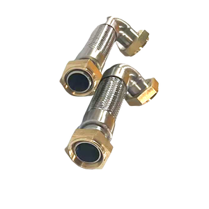 Ống kim loại thép không gỉ với đầu nối khuỷu tay và phụ kiện ren đồng ở cả hai đầu - Product Image 1