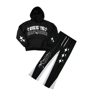 Conjunto Deportivo de 2 Piezas para Hombre con Estampado de Estrellas, Sudadera con Capucha Transpirable y Pantalones Deportivos Casuales para Otoño - Product Image 1
