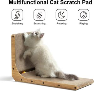 Griffoir pour chat en bois écologique en forme de L avec jouet d'escalade et poteau à griffer détachable - Fournitures pour animaux de compagnie - Product Image 2