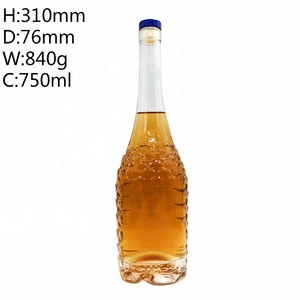 Chai thủy tinh tròn trong suốt 250ml 500ml 750ml 1000ml, khắc họa tiết, dùng đựng rượu <span class=keywords><strong>Tequila</strong></span>, Brandy, nút chai kín hơi - Product Image 2