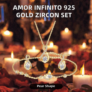 925 <b>Sterling</b> <b>Silver</b> Gold Plated Zircon Infinity Love Jewelry <b>Set</b> Necklace <b>Earrings</b> Bracelet for Women Engagement Party - Product Image 2
