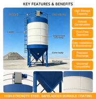 Silo per Cemento Verticale Imbullonato da 100 Tonnellate a Bassa Manutenzione per Impianto di Betonaggio, Serbatoio Affidabile per lo Stoccaggio di Polveri