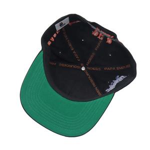 6 Panel siyah pamuk dimi işlemeli beyzbol şapkası yeşil altında ağız düz vizör Unisex özel Logo Snapback şapka - Product Image 4