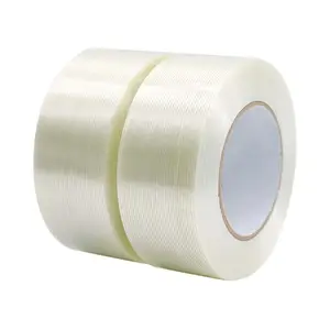 용매 접착제 고품질 명확한 색깔 섬유유리에 의하여 강화되는 단방향 강한 접착성 필라멘트 테이프