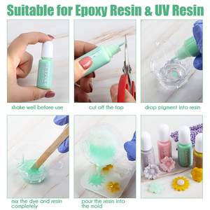 Pigment de résine époxy UV, 24 couleurs, kit de pigments Morandi de couleur foncée, 10 ml/flacon, fabrication artisanale de bijoux en résine, artisanat liquide - Product Image 3