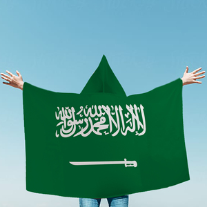 Capa con Capucha con la <span class=keywords><strong>Bandera</strong></span> de Arabia Saudita, 3x5 Pies, <span class=keywords><strong>Bandera</strong></span> <span class=keywords><strong>Verde</strong></span> Auténtica para el Día Nacional Saudita y Aficionados al Fútbol - Product Image 4