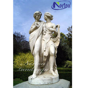 Pietra personalizzata intagliando giardino figura romana scultura a grandezza naturale coppia bianco marmo angelo statua in vendita - Product Image 2