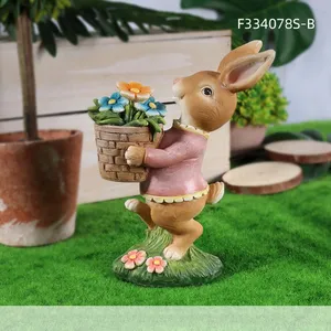 Fabrika doğrudan satış Modern açık bahçe hayvan süslemeleri yaratıcı reçine el sanatları tavşan süsleri
