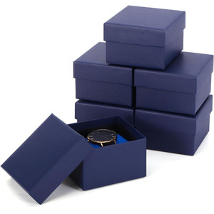 <span class=keywords><strong>B718</strong></span> azul marino cartón reloj Cajas de Regalo con almohada papel joyería cuadrado hombres mujeres Navidad cumpleaños reloj caja organizador - Product Image 6