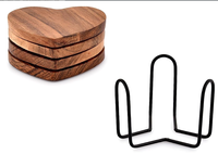 Sous-verres en bois faits à la main de haute qualité, porte-sous-verres en forme de cœur, décoration de table pour la Saint-Valentin, articles de cuisine, tapis et coussinets, vente en gros au Vietnam