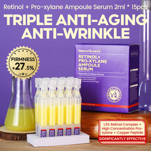 Serum Wajah Anti-Penuaan Anti-Kerut Triple Retinol + Xylane Ampoule 2ml*15pcs Kolagen Organik Pemutih Pencerah Pasokan OEM - Product Image 5