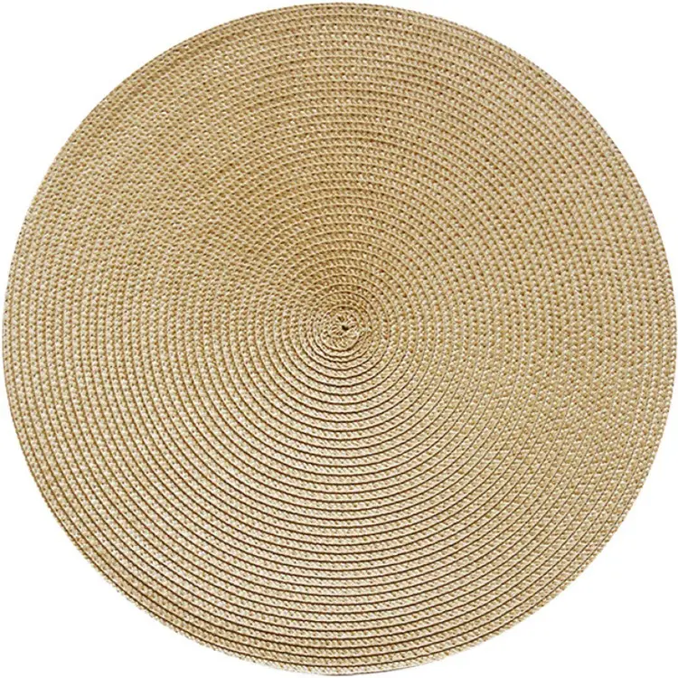 Atacado Moderno Luxo Calor Prova Trançado PP Tecido Dinning Table Plate Mat Rodada Placemat