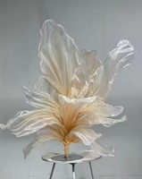 Fleur géante en organza de soie faite à la main, personnalisée, de luxe, pour la décoration de table de mariage, la décoration de fond, les événements et les fêtes